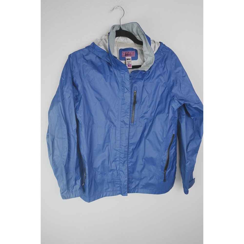 REI Girls Kids Size XL-18‎ Blue Lightweight Casual Jacket Hooded Rain